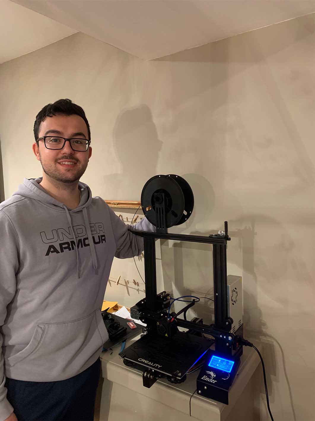 Picture of Brandon De Melo printing masks