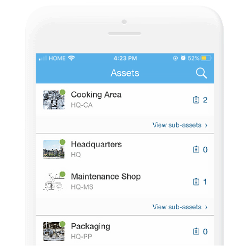 Mobile view of Fiix's asset maintenance management
