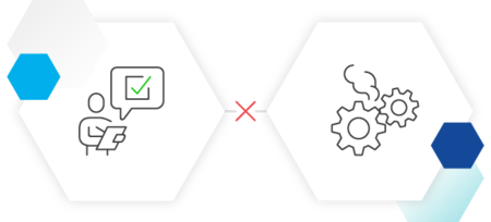 person with a checklist icon and gears icon