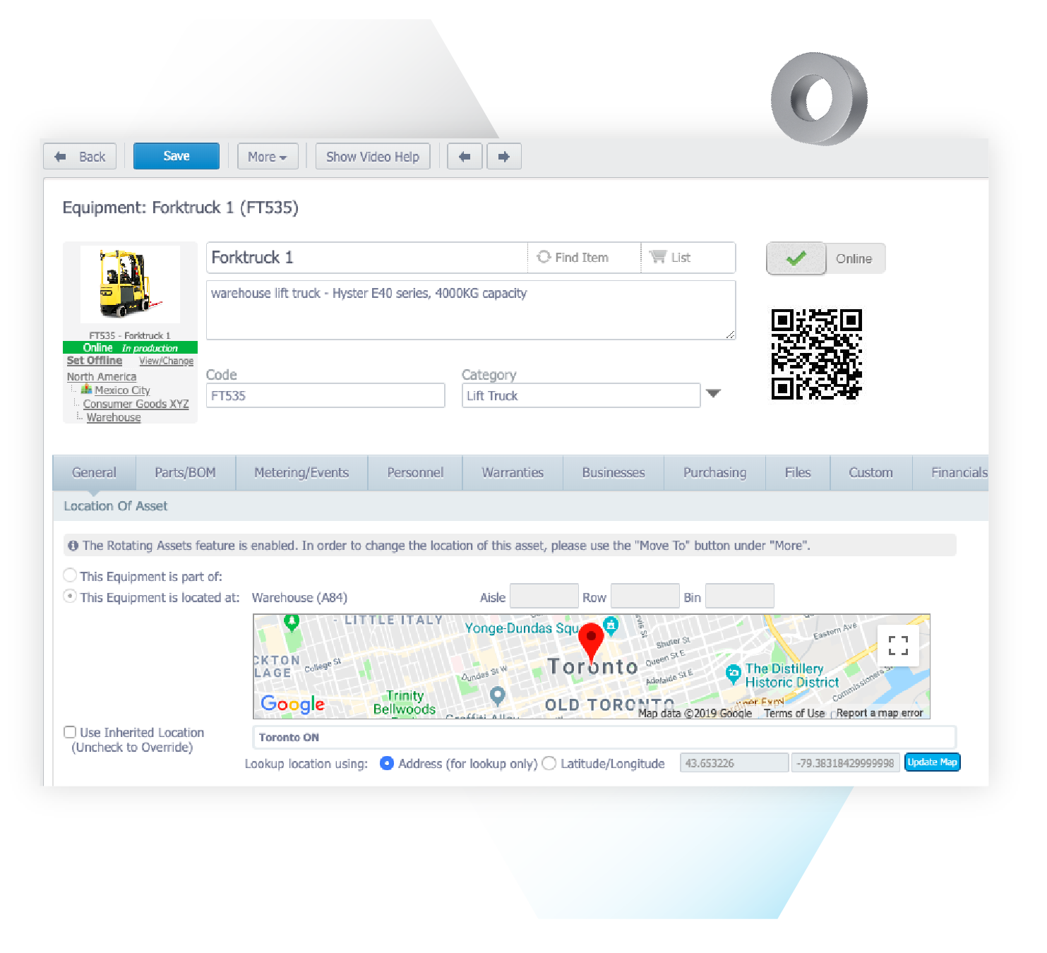 screen showing assets