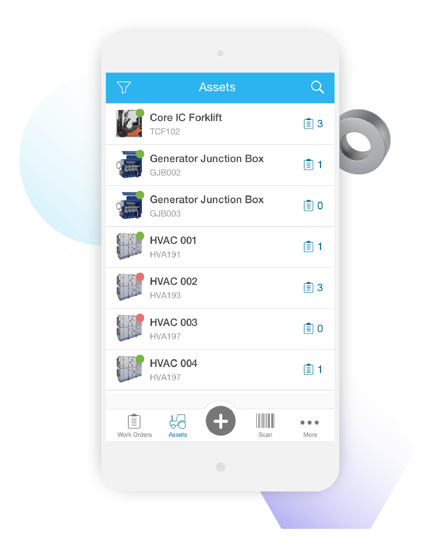  mobile screen showing assets