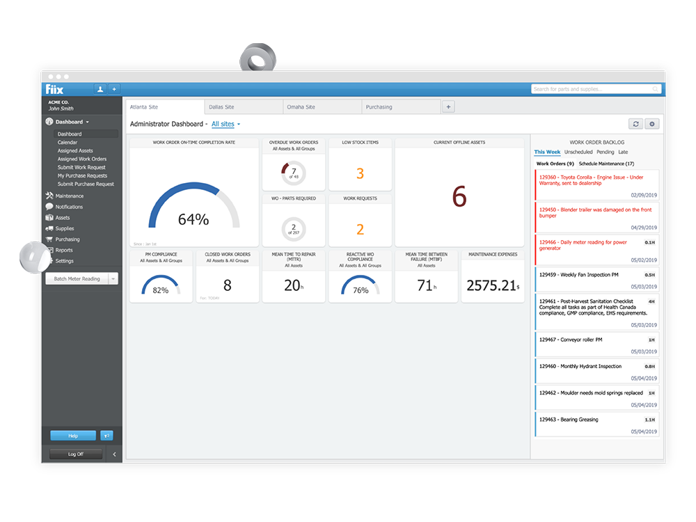 fiix dashboard screenshot