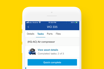 mobile with work order screen