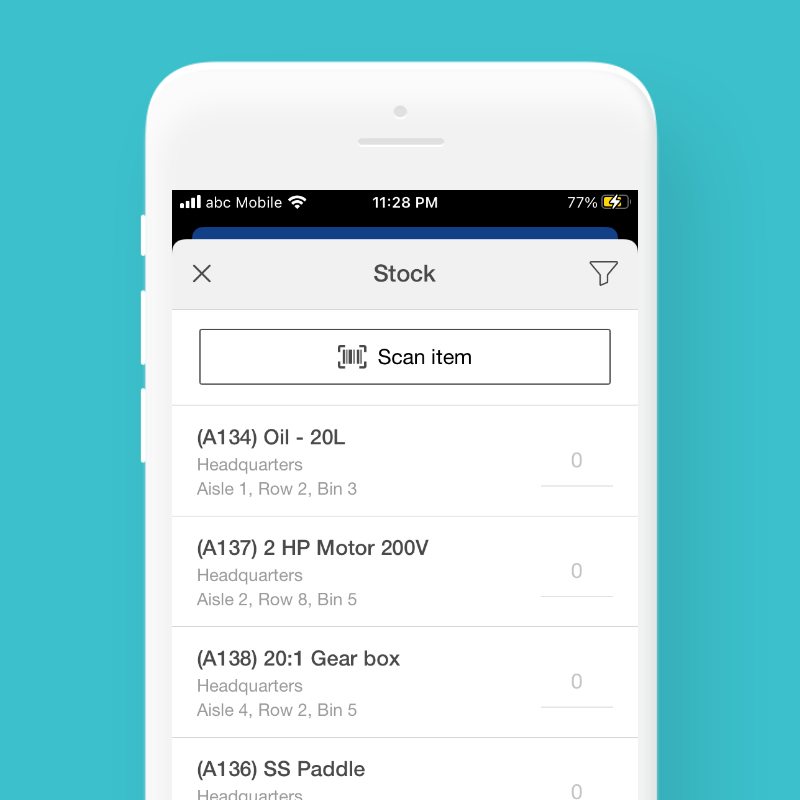 Inventory management screen