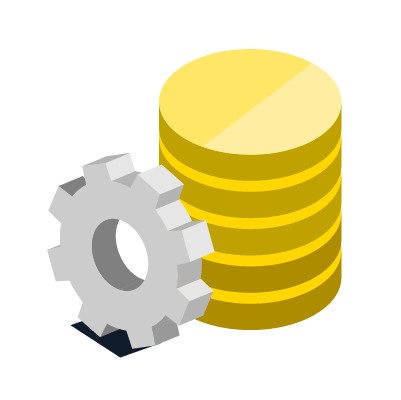 gear and coins