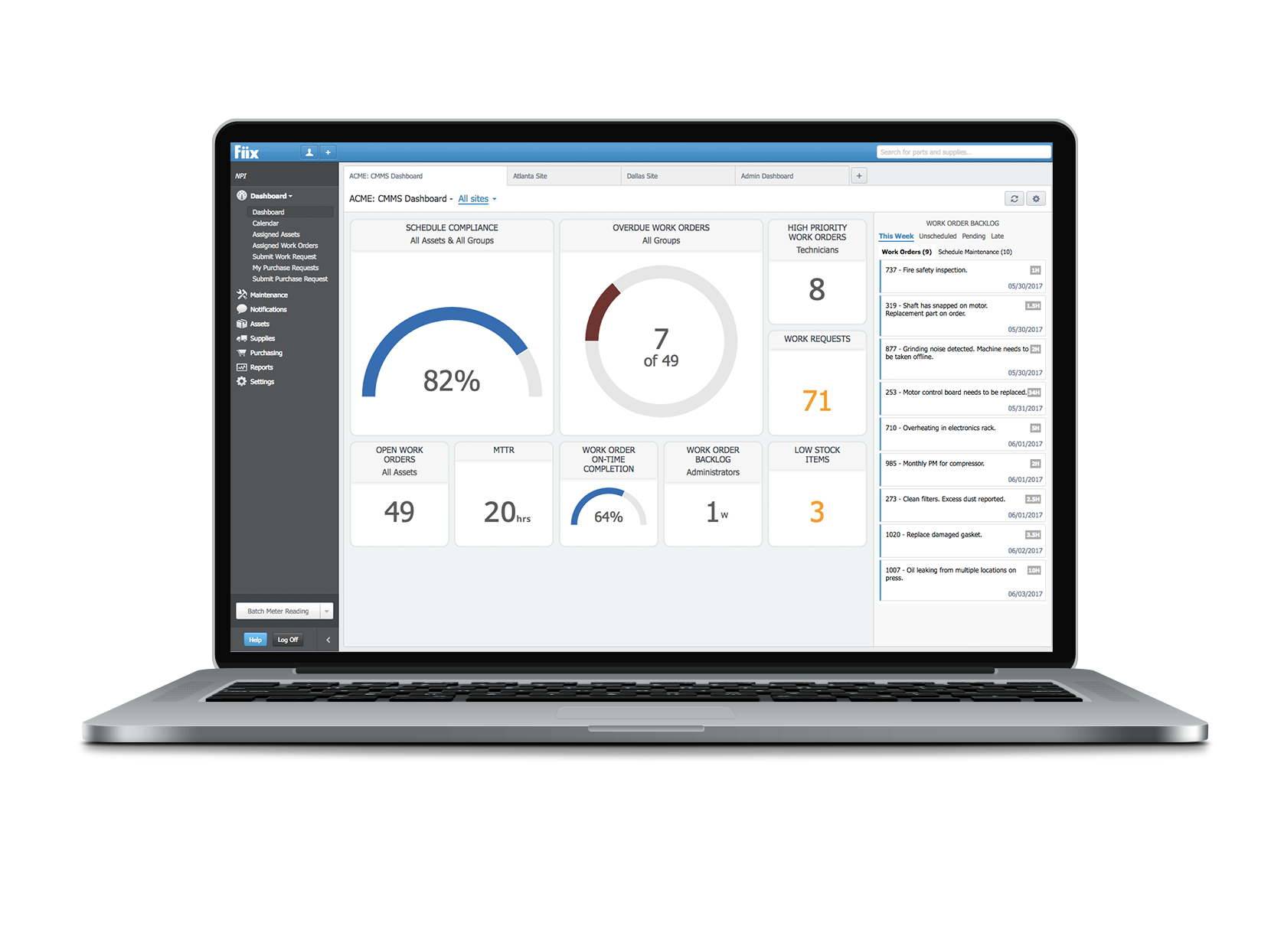 Fiish dashboard with widgets