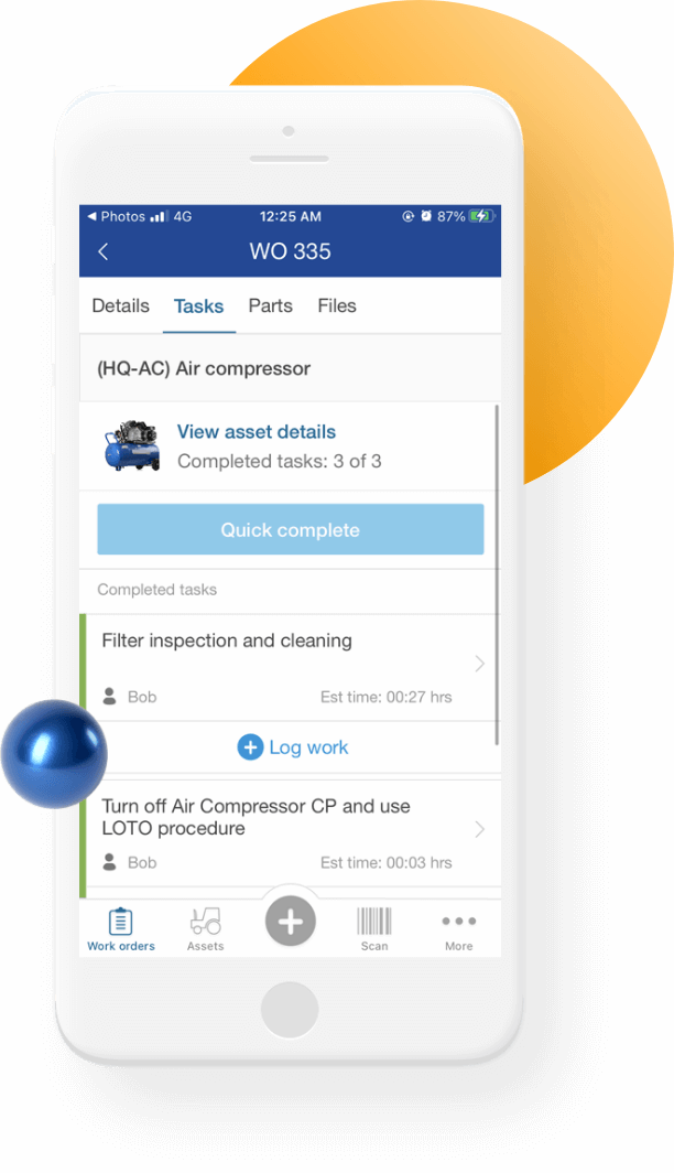 Mobile CMMS app screen