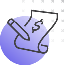 graphic of a paper and pencil with dollar sign