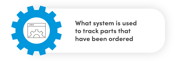 What system is used to track parts that have been ordered?